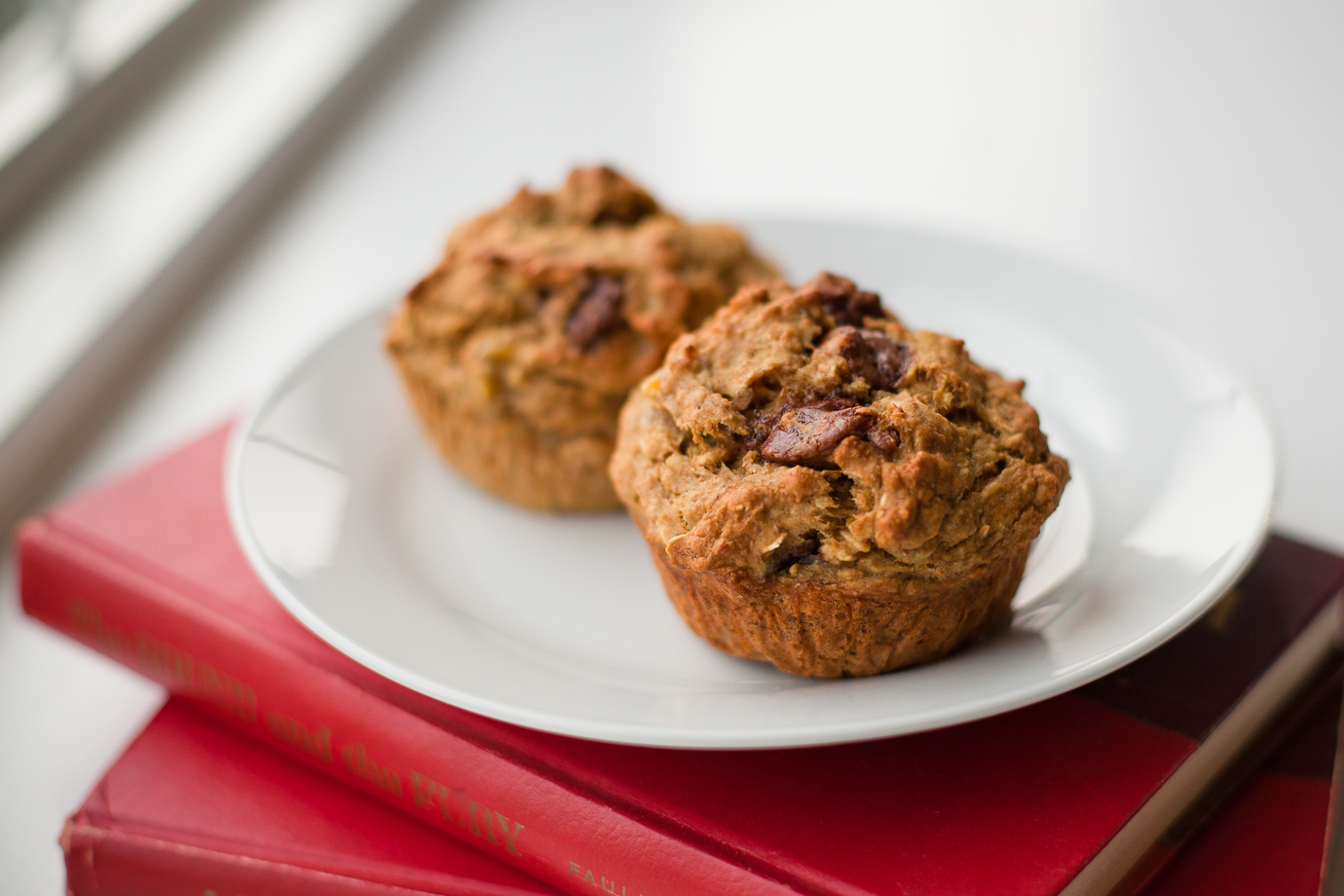 LOW-FAT BANANA OATMEAL CHOCOLATE CHIP MUFFINS