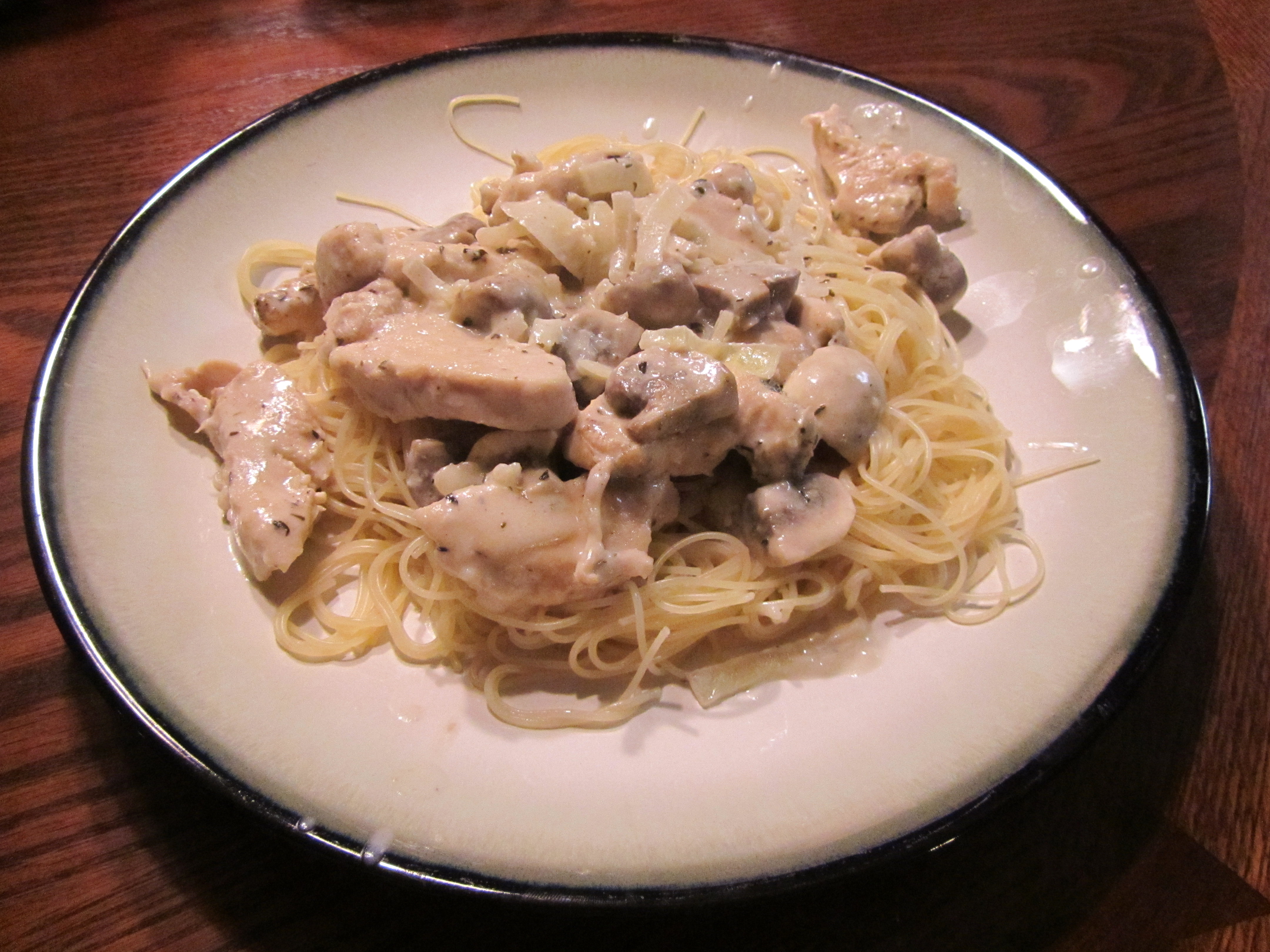 CHICKEN AND MUSHROOMS IN SHERRY-CREAM SAUCE