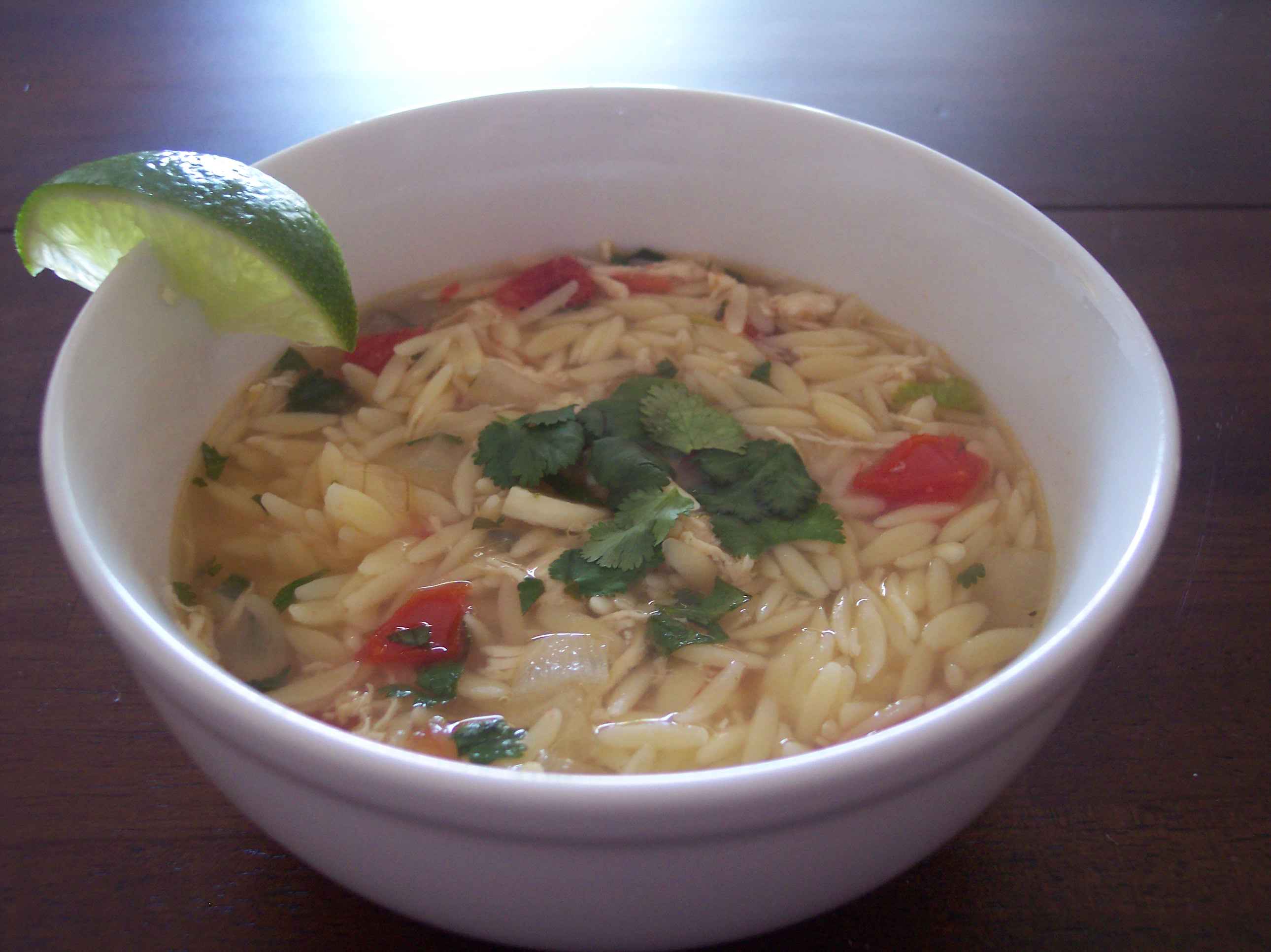 MEAN CHEF'S YUCATAN-STYLE CHICKEN, LIME, AND ORZO SOUP