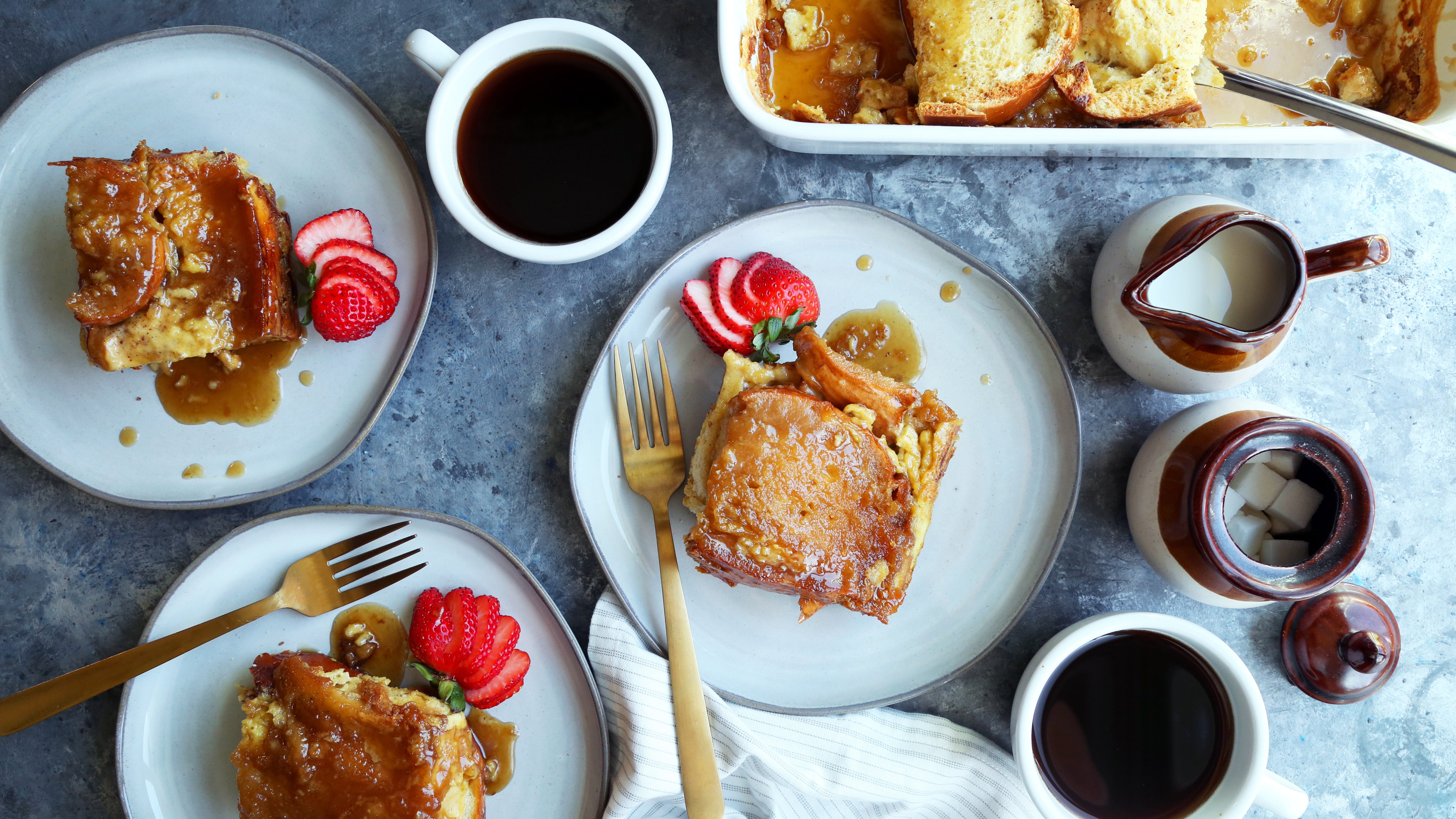 Overnight Layered Caramel French Toast