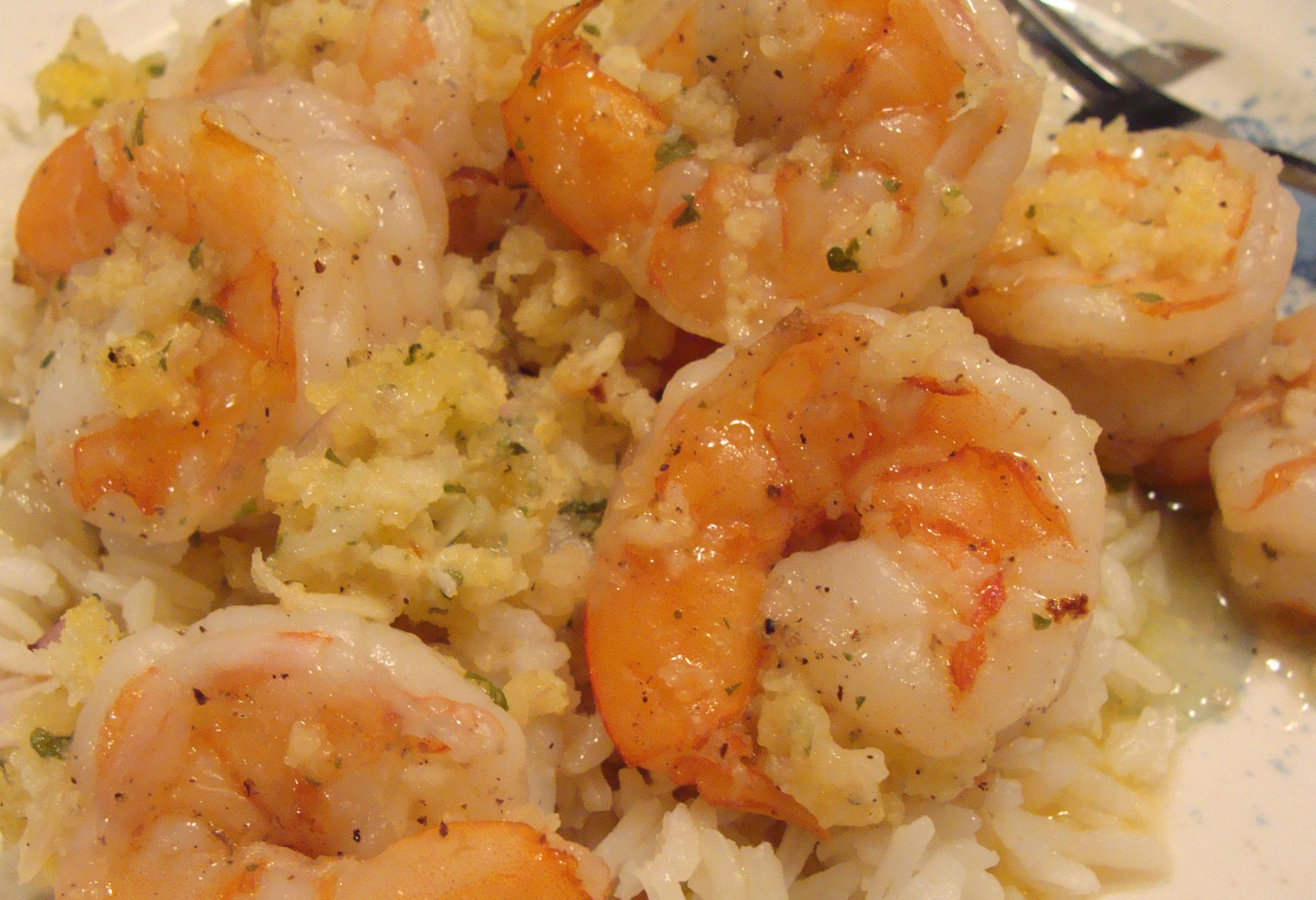 SHRIMP SCAMPI OVER RICE