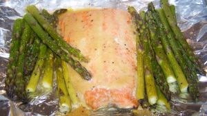 Honey Mustard Salmon And Asparagus Foil Wrapped Recipe Food Com