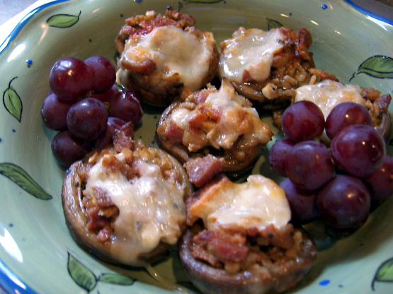 Garlic, Bacon, Cheese Stuffed Mushrooms Recipe - Genius Kitchen