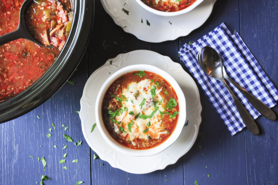 Low-Carb Slow-Cooker Pizza Soup
