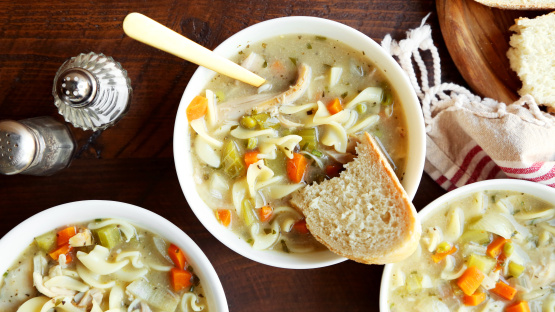 Lazy, Creamy Slow-Cooker Chicken Noodle Soup