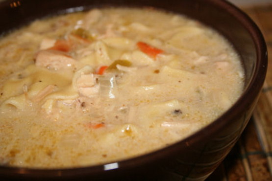 Lazy Slow Cooker Creamy Chicken Noodle Soup Recipe 