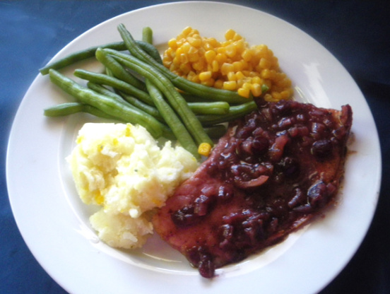 Super-Easy Fried Ham Steak With Cranberry Mustard Sauce Recipe - Food.com