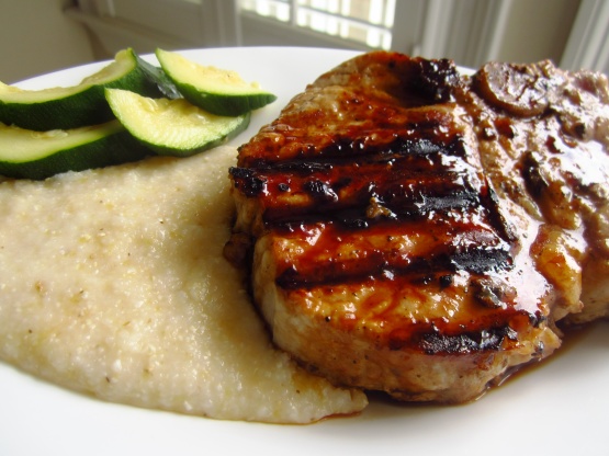 Grilled Maple Chipotle Pork Chops on Smoked Gouda Grits Recipe  - Food.com