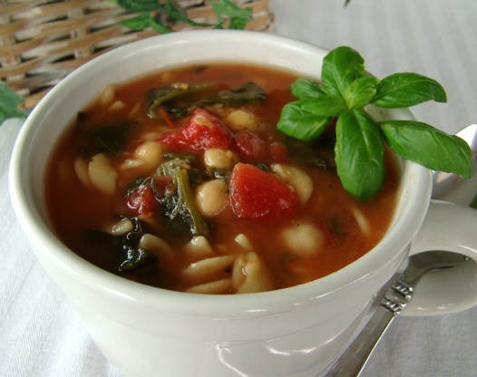 Chickpea, Spinach, and Pasta Soup Recipe - Low-cholesterol.Food.com