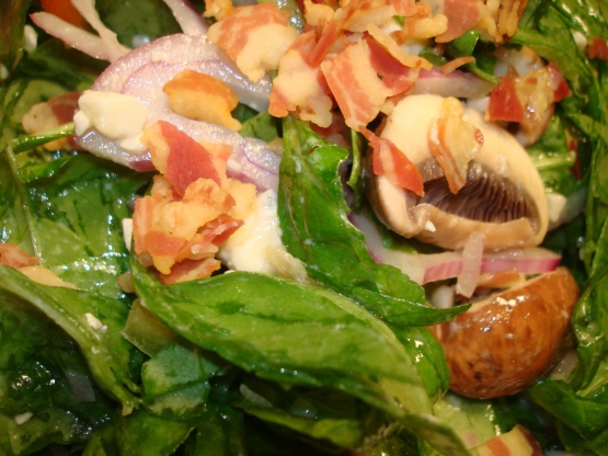 Warm Spinach Salad With Pancetta And Gorgonzola Dressing Recipe ...