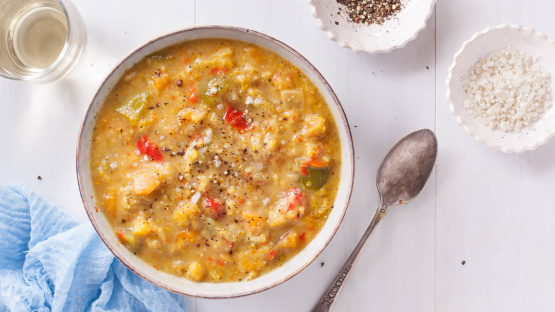 Cauliflower, Broccoli & Bell Pepper Soup