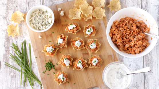 Buffalo Chicken-Filled Tortilla Cups