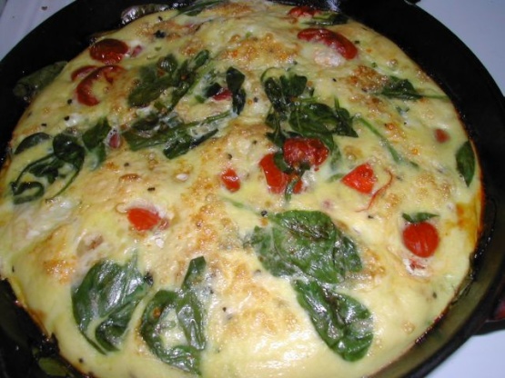 Frittata With Cherry Tomatoes and Baby Spinach Recipe - Breakfast.Food.com