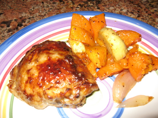 Chicken Thighs With Roasted Sweet Potatoes And Parsnips Recipe - Genius ...