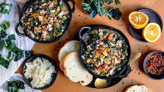 Mediterranean Kale & White Bean Soup With Sausage
