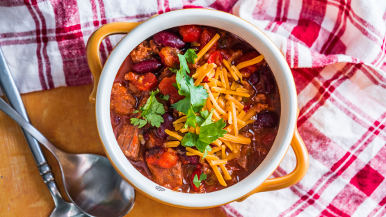 Cowboy Steak Chili in a Slow Cooker