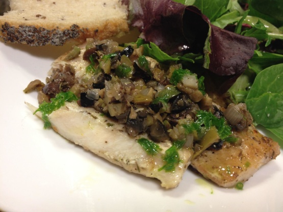 Mediterranean Mahi Mahi With Olive and Shallot Tapenade