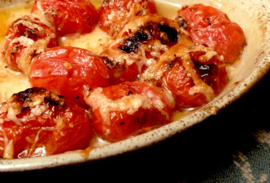 Baked Cherry Tomatoes with Parmesan Topping