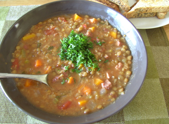Hearty Lentil &amp; Ham Soup Recipe - Food.com