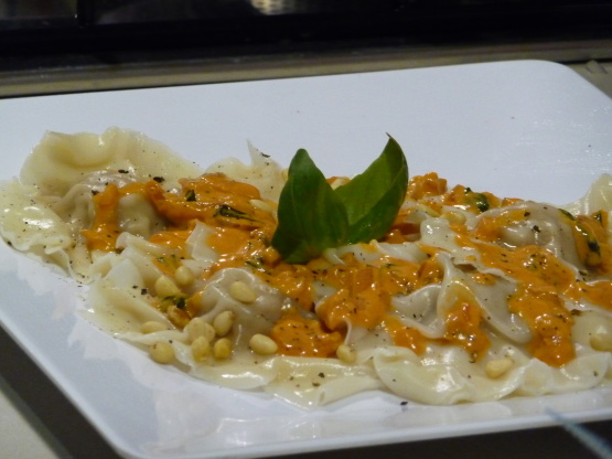 Asian Chicken Ravioli With Creamy Tomato Sauce