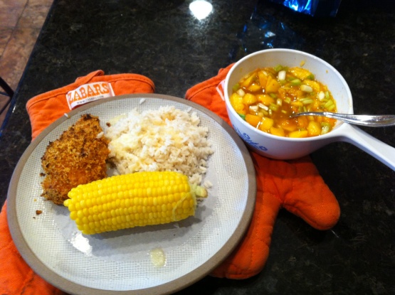 Crusty Chicken With Tangy Peach Salsa