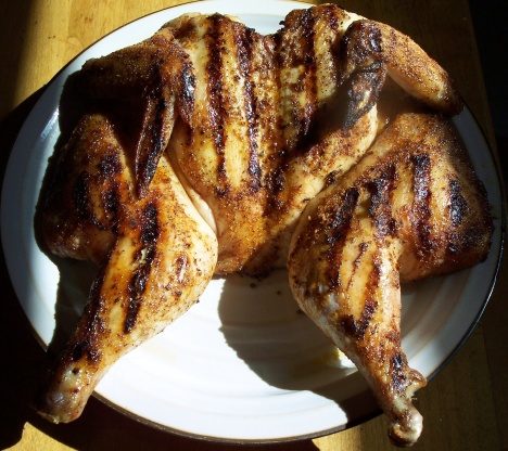 Butterflied whole chicken on the grill outlet