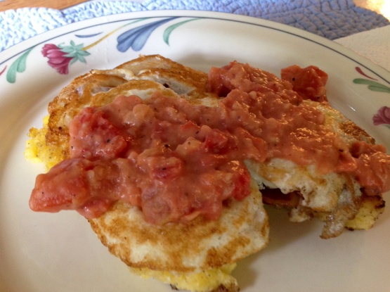 Tennessee: Fried Grit Cakes With Eggs & Tomato Gravy