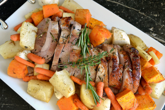 Pork Loin Roast With Roasted Root Vegetables Recipe - Genius Kitchen