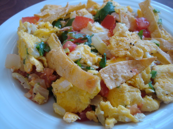 Mexican Eggs With Crispy Tortilla Slices Recipe - Genius Kitchen