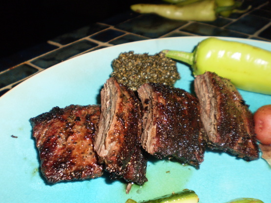 Skirt Steak with Red Chile Cilantro Chimichurri