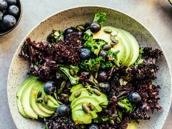Citrusy Kale Salad with Blueberries & Pepitas
