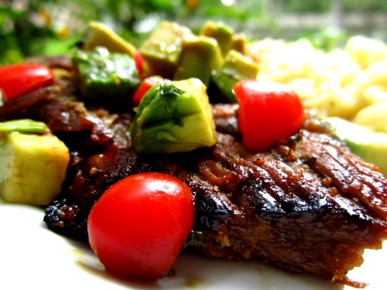 Honey-Lime Grilled Skirt Steak with Avocado-Tomato Relish