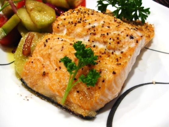 Peppery-Sweet Oven-Roasted Salmon Recipe - Genius Kitchen