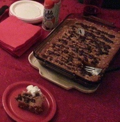 Caramel, Chocolate & Almond Gooey Butter Cake