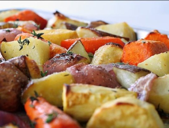 Roasted Root Vegetables With Truffle Oil & Thyme
