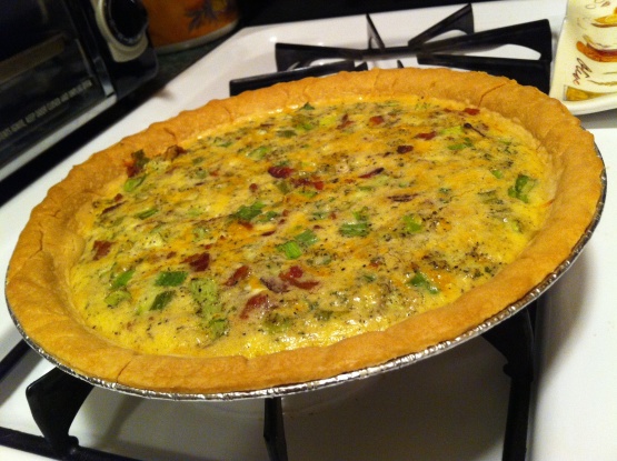 QUICK And EASY BACON, CHEDDAR, SCALLION QUICHE Recipe - Genius Kitchen