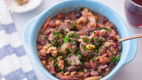 ham hock and jar of beans