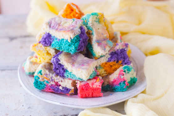 Rainbow Cheesecake Swirl Bars