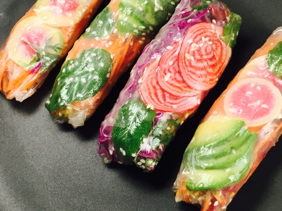 Rainbow Summer Rolls With Peanut Sauce Recipe Food Com