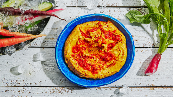 Grilled Harissa Carrot Hummus