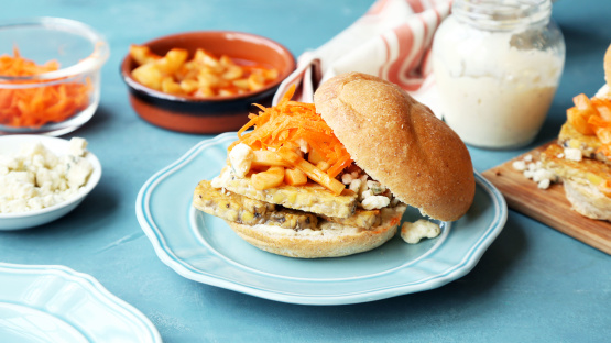 Buffalo Cucumber Tempeh Sandwich