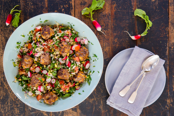 Lamb & Carrot Meatballs with Cauliflower Tabbouleh