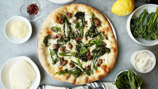Quick Weeknight Pizza With Ricotta, Broccolini & Sausage