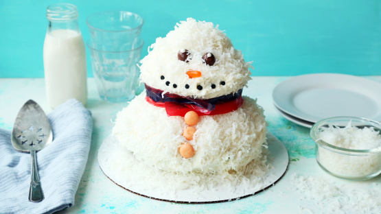 Snowman Snowball Cake