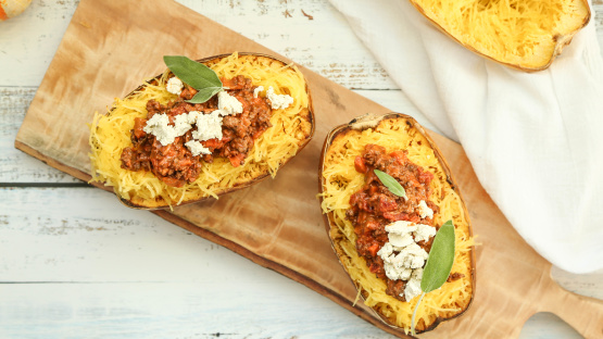 Whole30 Twice-Baked Spaghetti Squash Bolognese