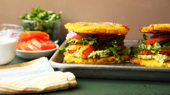 Buffalo Chicken Tostone Sandwiches