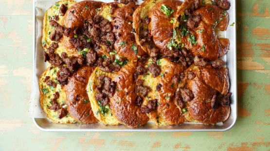 Sausage, Egg & Cheese Croissant Bake