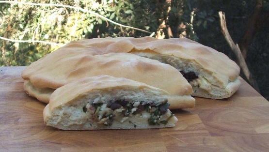 Feta-Olive Stuffed Flatbread