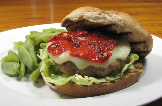 Turkey Burgers With Mozzarella And Roasted Peppers Recipe - Genius Kitchen