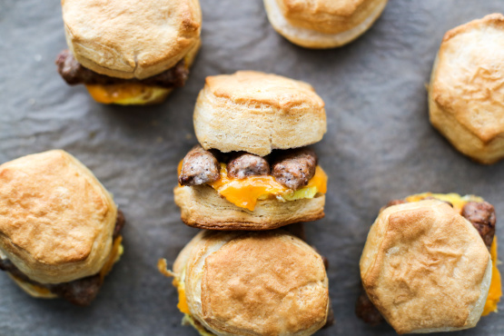 Mini Sausage & Cheese Biscuit Sandwiches